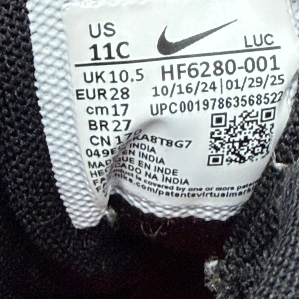 Nike Team Hustle D 12 Black University Black PS Kids Size 11c HF6280-001